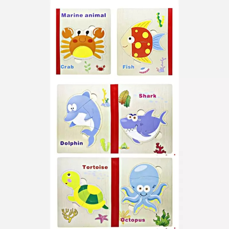 بازی جورچین کتابی چهارتکه چوبی طرح دریایی