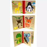 بازی جورچین کتابی چهارتکه چوبی حیوانات