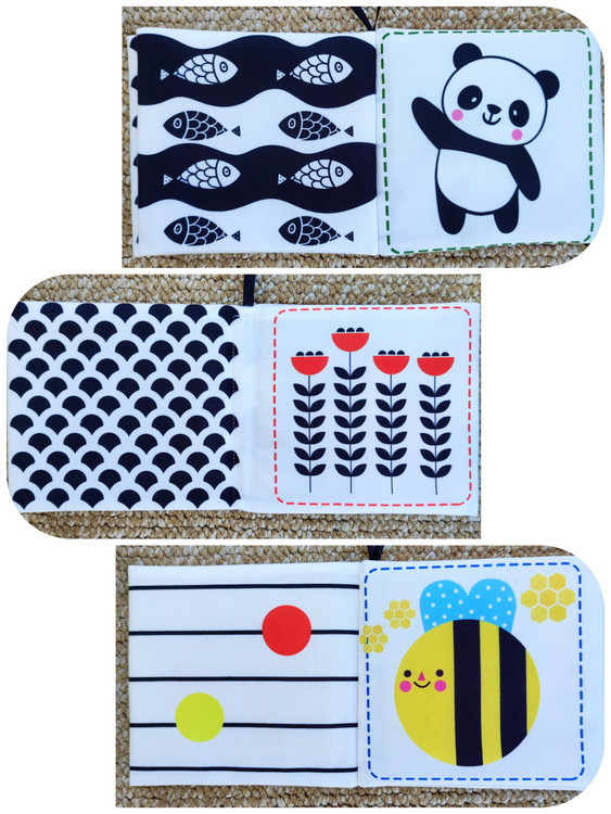 کتاب پارچه ای سوتکی سیاه و سفید طرح پنگوئن