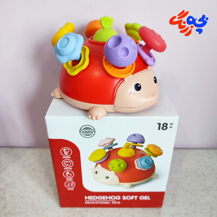 دندونی سیلیکونی جوجه تیغی کودک رنگ قرمز