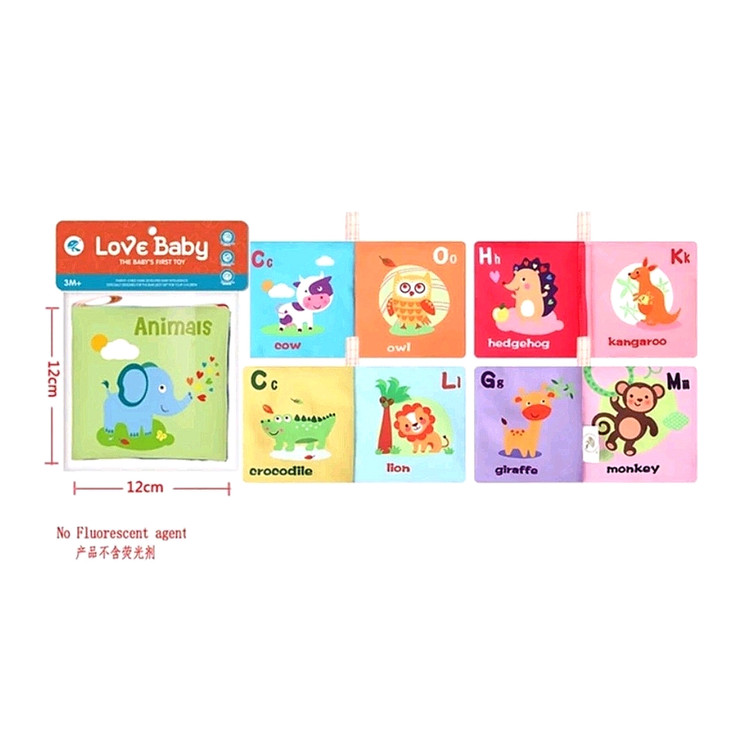 کتاب پارچهای وارداتی نوزاد به همراه دندانگیر و سوت طرح حیوانات