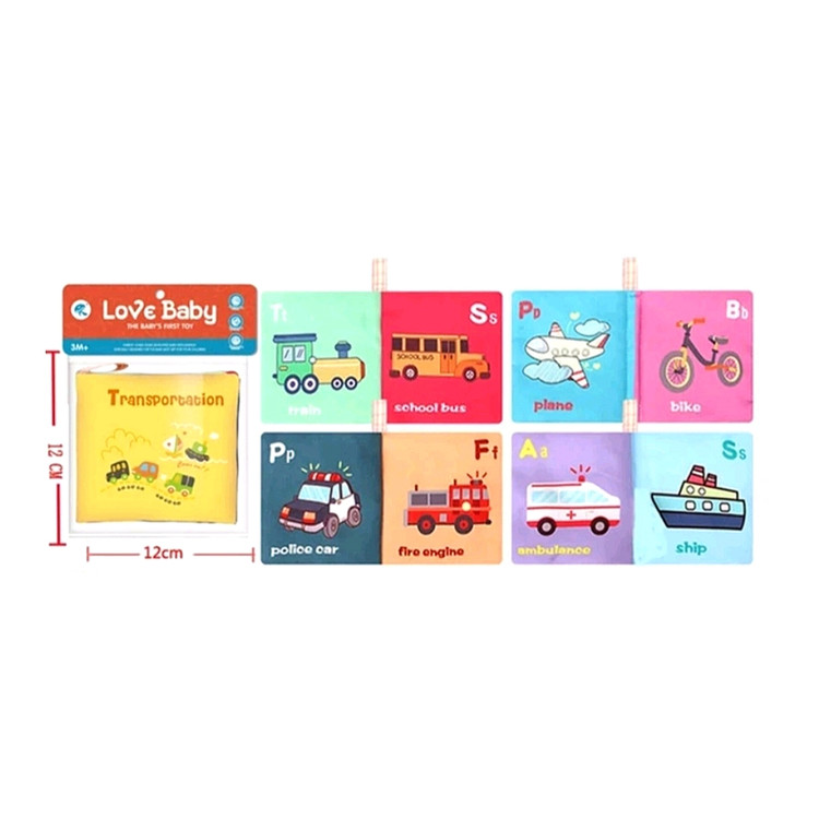 کتاب پارچهای وارداتی نوزاد به همراه دندانگیر و سوت طرح وسایل نقلیه