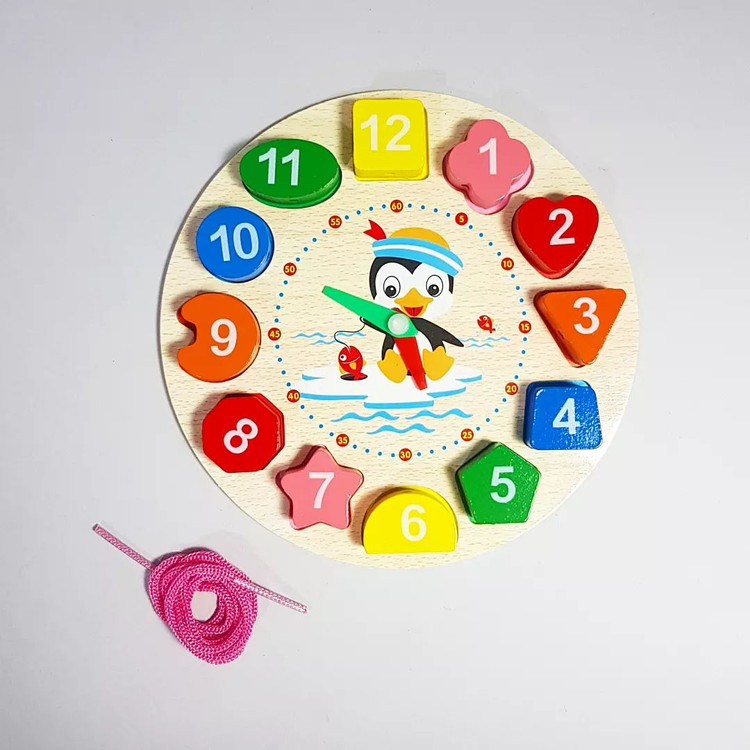 بازی آموزشی ساعت و نخواره چوبی