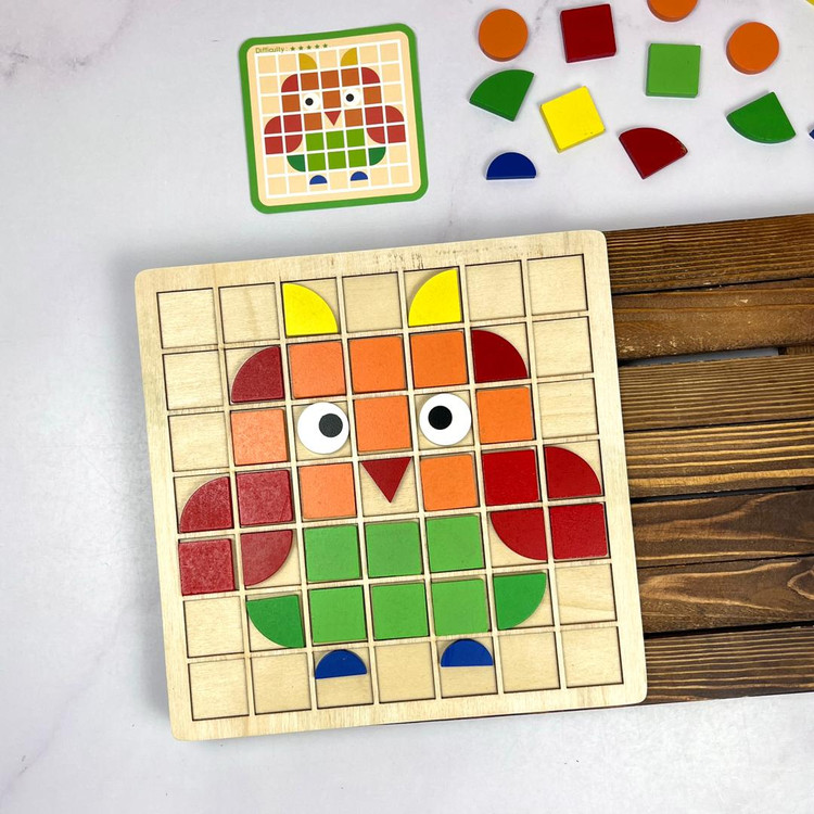 بازی تطابق اشکال موزاییکی جغد چوبی