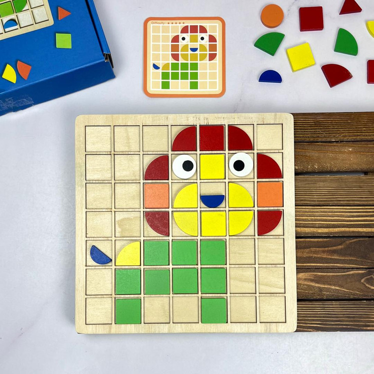 بازی فکری تطابق اشکال موزاییکی جغد چوبی
