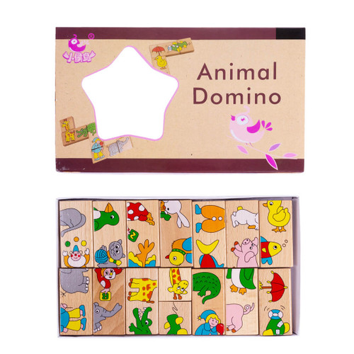 بازی آموزشی پازل دومینویی چوبی حیوانات