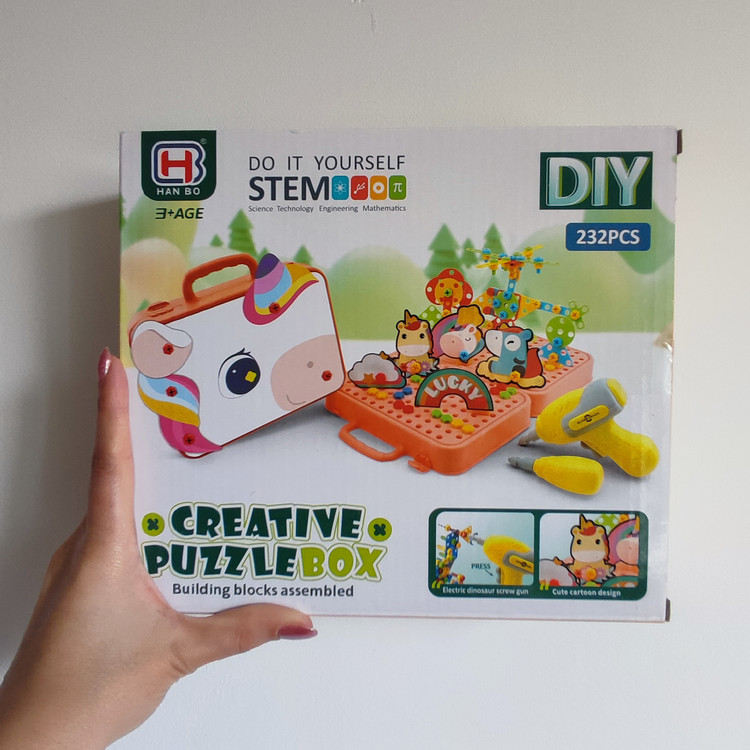 اسباب بازی مکانو دریل، پازل باکس دریل دار باتری خور طرح یونیکورن