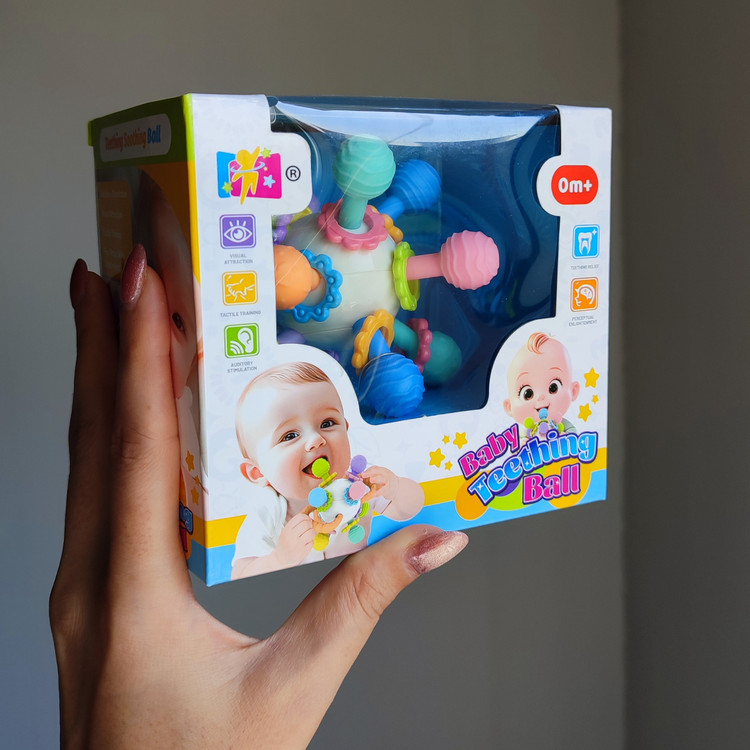 دندانگیر سیلیکونی جغجغه ای نوزاد جعبه دار