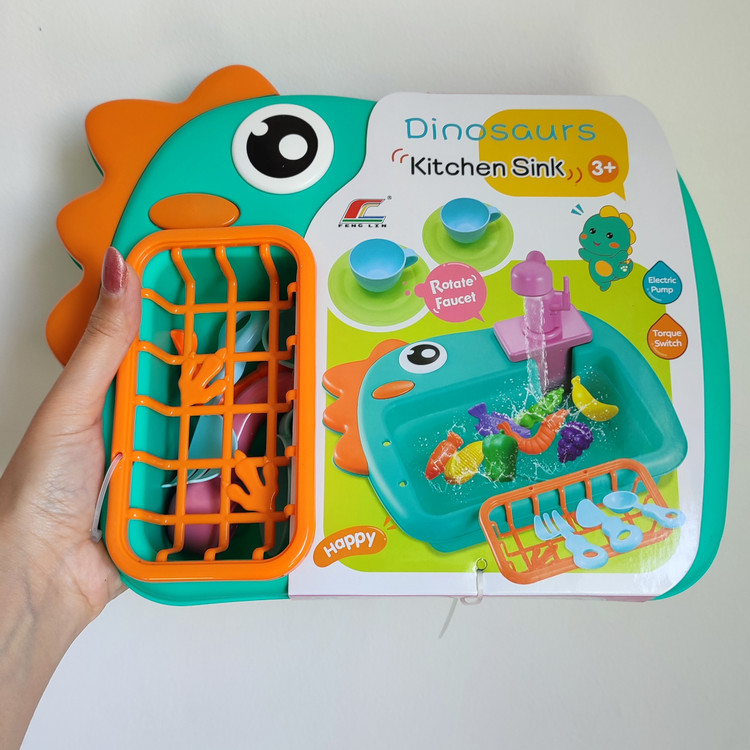 اسباب بازی سینک ظرفشویی کودک طرح دایناسور رنگ سبز
