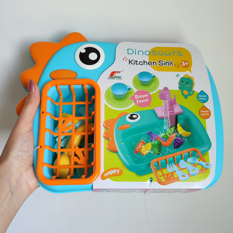 اسباب بازی سینک ظرفشویی کودک طرح دایناسور رنگ آبی